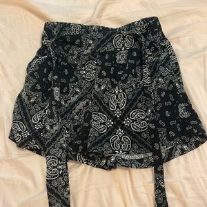 Black Paisley Shorts